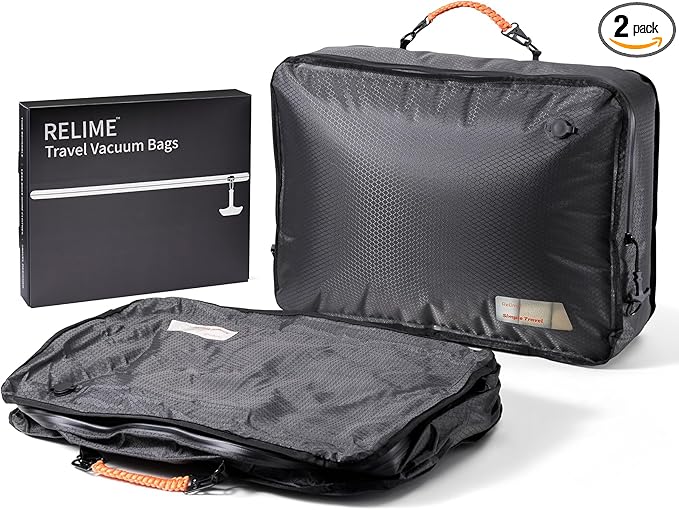 Relime Apex Series Vacuum Bags for Travel Luggage, 180° Open, Reusable Compression Bags for travel Pack, Vacuum Seal Packing 