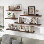 RICHFOCUS Live Edge Elm Floating Shelves - 40" W x 9.3" D Rustic Solid Wood Wall Shelves with Invisible Bracket, Wall-Mounted