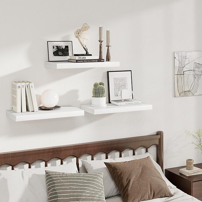 Fun Memories 24 x 12 Inch Deep Floating Shelves, 12 Inch Deep Rustic Wooden Book Shelf, Extra Deeper & Thicker Hanging Shelve