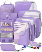 8 Set Packing Cubes for Travel, Gifts for Women Mom,Anti-Tearing Suitcase Organizer for Luggage with Shoe & Hanging Toiletry 