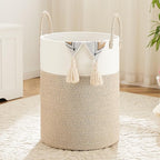 Artfeel Laundry Basket,Woven Cotton Rope Laundry Hamper,60L for Decor Storage of Dirty Clothes,Toys and Blankets in Bathroom,