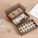 3 Layer Wooden Drawers Jewelry Box Vintage Style Jewelry Organizer with Acrylic Cover, Jewelry Storage Display Box for Ring E