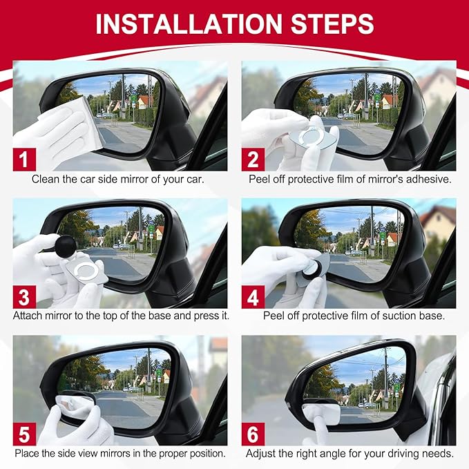 LivTee Blind Spot Car Mirror, HD Glass Frameless Convex Side Mirror Blindspot, Wide Angle Rear View Mirrors for SUVs, Trucks and RVs - Car Accessories