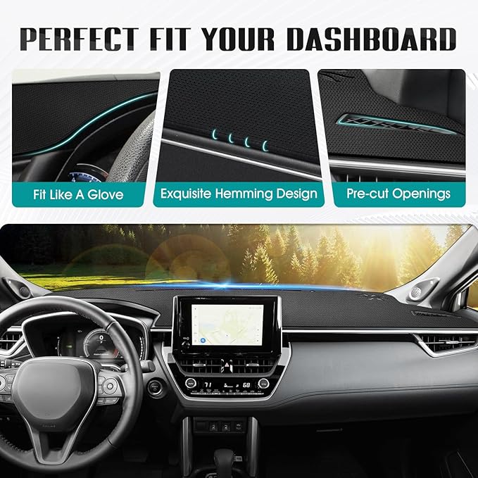 FIILINES Dash Cover for 2022-2026 Toyota Corolla Cross, Dashboard Mat Accessories Dash Cover Sunshade Nonslip Mesh Protector 