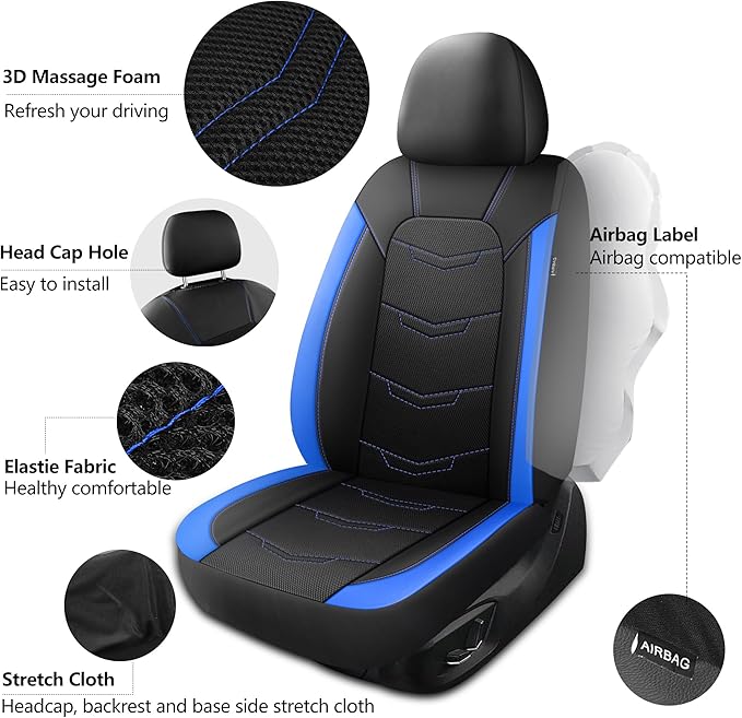 Seat Covers,Sport and Breathable Car Seat Covers,Anti-Slip Universal Fit Car Seat Covers Full Set for Cars Sedans SUV and Tru