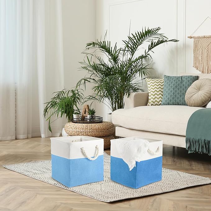 Geiserailie 6 Pcs 11 x 11 Inch Cube Storage Bins Fabric Storage Organizer Bins Foldable Cube Baskets with Sturdy Carry Handle