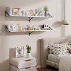Deep Floating Shelves,55" Wx10 D Wood Wall Shelves Set of 2,Long Wood Floating Shelf with Metal Brackets,Floating Bookshelf f