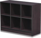 Furinno BASIC Book Shelf, 6-Cube Bookshelf with Open Shelf, 3 x 2 Bookcase with Storage Bins, Closed Back, Horizontal, 11.9 x