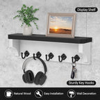 Nekon Key Holder for Wall, 11.8" W x 3.5" H x 2.8" D Decorative Key Organizer with Floating Shelf, Wall Mount Key Rack with 5
