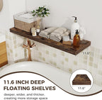 Fun Memories 12 Deep Floating Shelves, 40W x 12D Floating Shelves for Wall Set of 2, Extra Deeper Hanging Wood Shelves for Wa