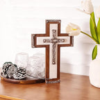 OKSQW Wall Wooden Cross Christians Cross Spiritual Religious Gifts With Hook on Hanging Wall Or Table With Blessed For Church