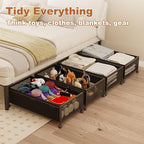 2 Pack Under the Bed Storage Containers,10 inch Height Under Bed Shoe Storage,31inch Long Underbed Storage with Wheels,Large 