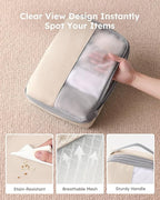 6 Set Compression Packing Cubes for Travel, Bonus Versatile Drawstring Backpack, Lightweight Luggage Organizer Bags, Sturdy T