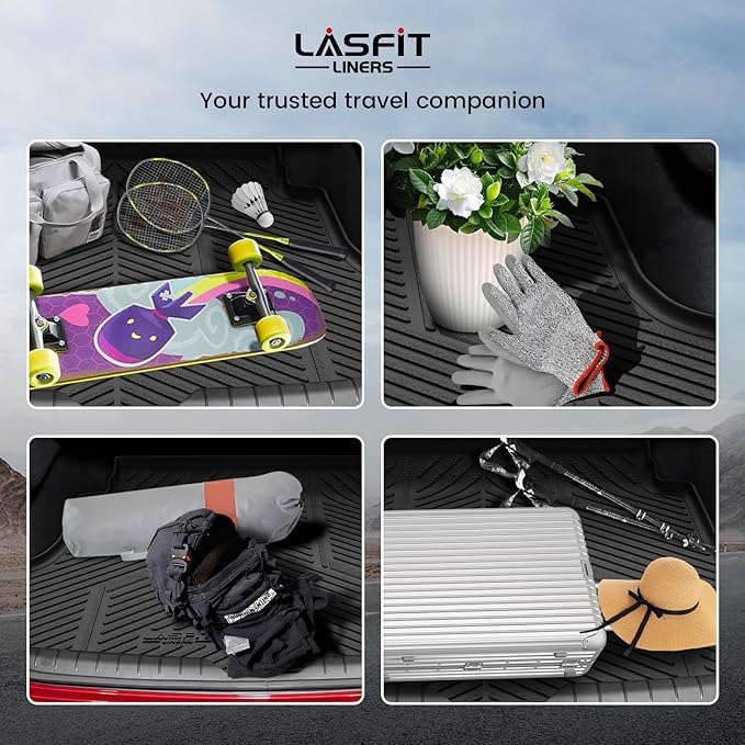 LASFIT Cargo Mat for Hyundai Sonata 2026 2025 2024 2023 2022 2021 2020 / Kia K5 2021-2026, All Weather TPE Custom Fit Car Trunk Mats Cargo Liners Accessoires, Black