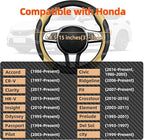 NBTEPEM Customized Auto Car Steering Wheel Cover for Honda Accord, Civic, CR-V, HR-V, Pilot, Microfiber Leather Sport Steerin