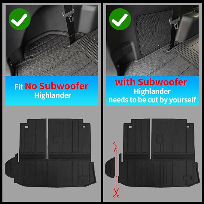 Bomely Floor Mats Compatible with 2020-2026 Toyota Highlander Cargo Liner Back Seat Cover Hybrid Fuel 2025 7 Seats Highlander Accessories (2020-2026,Floor Mats+Trunk Mat with Backrest Mat)