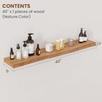 Floating Shelves for Wall Decor, Rustic Solid Elm Wood Live Edge Floating Shelves Wall Mounted, Wall Shelves with Invisible B