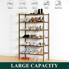 Smiry Shoe Rack, 6 Tier Thick Bamboo Shoe Organizer, Stackable Free Standing Wooden Shoe Storage Shelf for Closet, Entryway, 