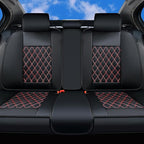 Huidasource Rear Seat Cover, Nappa Leather Back Seat Cover Velcro Adjustable, Compatible with Armrests, Seat Belts, Child Saf