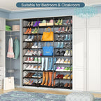 Kottwca 3 Row 10 Tier Large Shoe Rack Organizer for Closet Entryway, 60-65 Pair Shoe Boot Storage Rack, Metal Shoe Shelf Tall