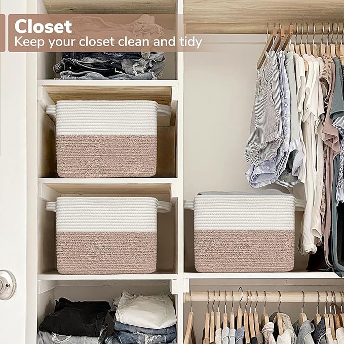 Goodpick Cube Storage Bins - Shelf Baskets for Toys Storage, Closet Storage Bins for Towel Book Clothes, Woven Basket for She