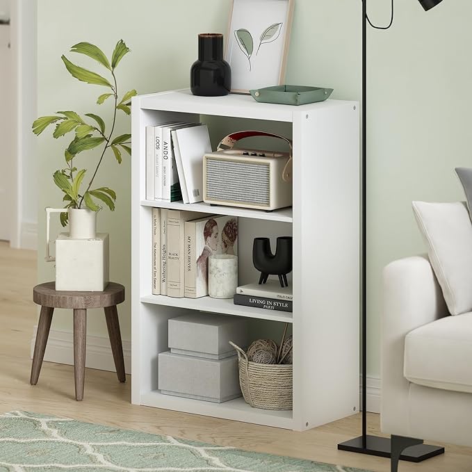 Furinno Viola Book Shelf, 3-Tier Bookshelf, Extra Thick Frame Bookcase with Open Shelf, Open Back Design, 11.3" x 23.2" x 35.