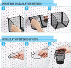 6 Set Pegboard Accessories Wall Organizer Peg Board Baskets and Cups Black Metal Pegboard Baskets and Wire Mesh Cup with Ring