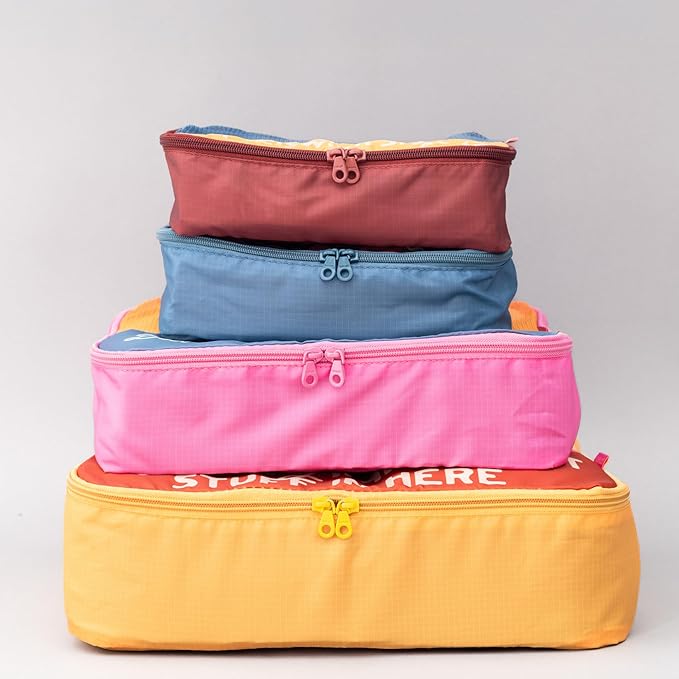 ban.do Getaway Polyester and Mesh Packing Cube Set, Includes 4 Foldable Luggage Organizers in Various Sizes (Really Important