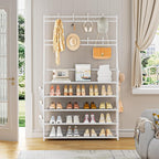 OYREL Shoe Rack 5 Tier Shoe Racks Organizer 20-25 Pairs Shoes Rack for Closet Entrance Shoe Storage Shelf with Hooks and Side