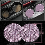 NBTEPEM 27-Piece Bling Car Accessories Set - Universal Fit Steering Wheel Covers, License Plate Frames, Phone Holder, Car Fast Charger, Coasters (Pink)