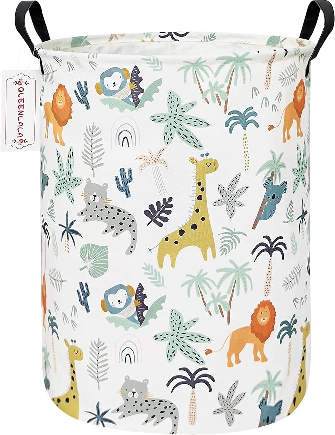 QUEENLALA Large Storage Basket,Laundry Hamper/Bathroom/Home Decor/Collapsible Round Storage Bin,Boys and Girls Hamper/Boxes/C