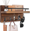 OurWarm Wall Mounted Key Holder/Hangers for Wall Decorative with 5 Key Hooks, Wooden Mail Rack Organizer with Shelf, Rustic H