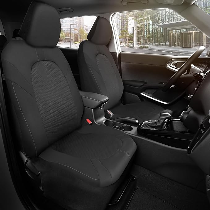 Motor Trend Honeycomb Polyester Seat Covers – Semi Universal Fit Front Seat Protector for Most Cars, Trucks, SUVs – Breathabl