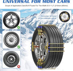 Upgraded Snow Chains 8 Pack, Tire Chains for Passenger Cars, Pickups, and SUVs, Universal Adjustable Emergency Portable Snow 
