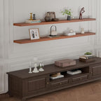 IEO Long Wooden Floating Shelves for Room Wall, Natural Wood Floating Shelves Wall Mounted Kitchen Shelf for Living Room, Bed