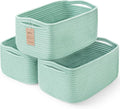 3-Pack Storage Baskets for Organizing | Woven Shelf Toy Basket | Rope Baskets for Gifts Empty | Closet Organizer Bins with Ha
