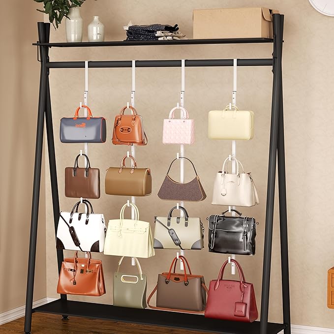 SWTYMIKI Over Door Hat Organizer - 4 Packs Metal Hanging Hat Rack with 16 Hooks Design, Baseball Cap Hanger Organizer Storage