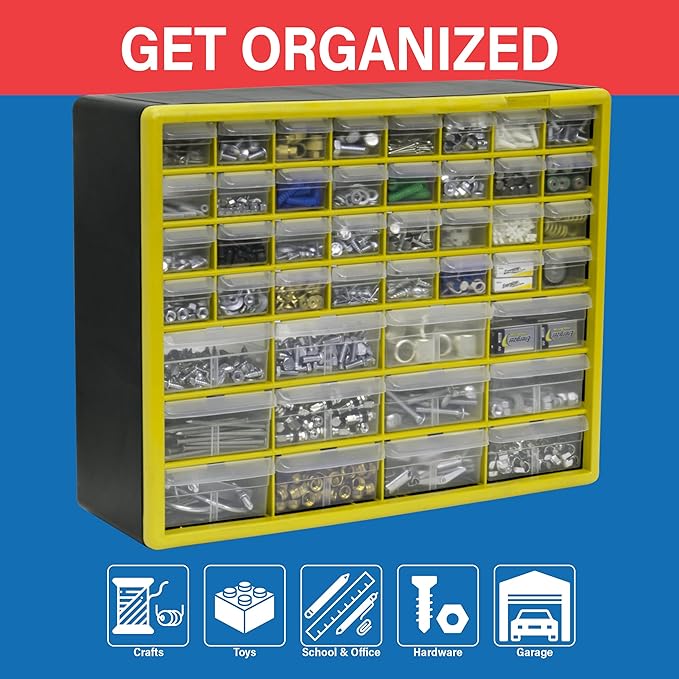 Akro-Mils 44-Drawer Plastic Drawer Storage Cabinet for Garage Organization, Bead Organizer, Building Bricks Storage, Teacher 