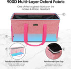 BALEINE Extra Large Utility Tote Bag with Wire Frame for Storage (Pink, 22''x12''x10'')
