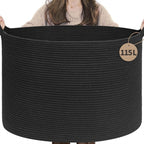 INDRESSME 115L Extra Large Black Blanket Basket, Dog Toy Bin Shoe Baskets Toy Box Organizer for Kids Decorative Laundry Baske