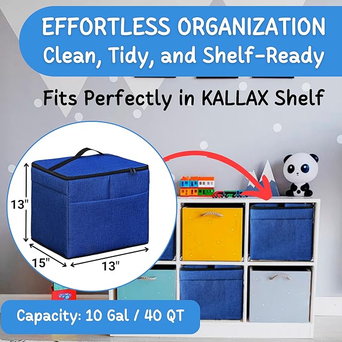 XL Toy Storage Organizer with Play Mat - Storage Bag/Box for Kids, Boys, Girls, Nursery, Playroom - Basket for Building Brick