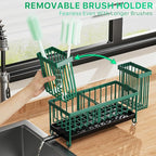 Cisily Sponge Holder for Kitchen Sink, Sink Caddy Organizer with High Brush Holder, Kitchen Countertop Organizers and Storage