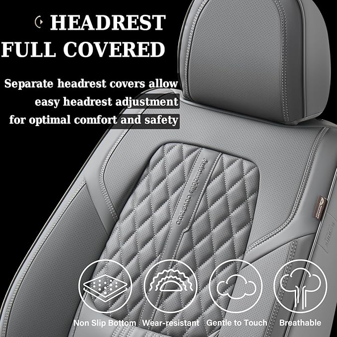 Coverado Seat Covers, Car Front Seat Covers with Backrest, Nappa Leather Car Seat Protectors,Waterproof &Breathable,Anti-Slip