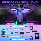 LivTee Smart Car Interior Lights, RGB LED Accent Lights with App Control, DIY & Music Mode, 2 Lines Design LED Lights for Cars, 12V Cigarette Lighter Power, Car Accessories for Women