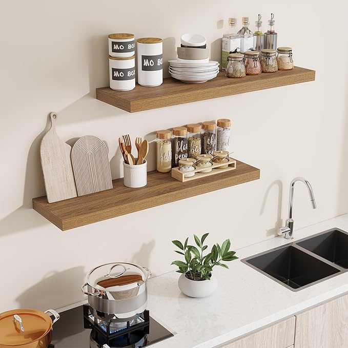 Dreamland 40 Inches Floating Shelves for Wall,9.3 Inch Deep Floating Shelves Set of 2, Large Display & Storage Shelf, Wall Sh