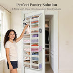 2-Pack Small 6 Tiers Over the Door Hanging Organizer, 6 Clear Pockets and 6 Mesh Pockets, 11.8” Wide for Narrow Cabinet Doors