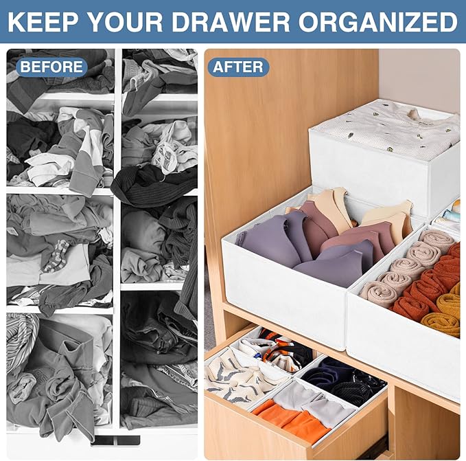 Criusia Drawer Organizer Clothes, 24 Pack Dresser Organizer Bins for Nursery Bedroom, Closet Organization and Storage Divider
