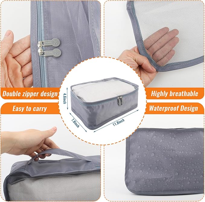 6 Pcs Packing Cubes Luggage Organizers Small Mesh Clothing Underwear Bag Foldable Laundry Bags for Travel Hiking Camping Back
