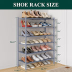 Smiry Bamboo Shoe Rack 6-Tier, Stackable Wooden Shoe Organizer for Entryway & Closet, Free Standing Wood Shoe Storage Shelf f