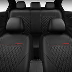 CAR PASS Quilting Faux Leather Seat Covers Full Set, Waterproof Deluxe Premium Seat Cover with 5mm Composite Sponge Inside, A